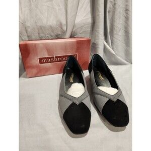 Vintage Mushrooms Black And Gray Square Toe Heels Size 6.5
